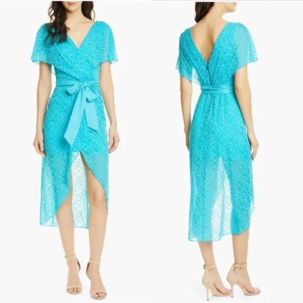 ALICE AND OLIVIA Darva Wrap-effect Swiss-dot Silk And Cotton-blend Midi Dress - Picture 2 of 14